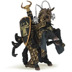 Dark Knight Figurine Set - Hand Painted Weapon Master Bull Knight & Horse - Papo